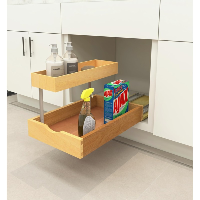 2 Tier Pull Out Organizer Shelf Sliding Drawer Storage for