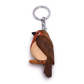 H-Customs Robin Bird Cute Wood Elegant Handmade Keyring Pendant