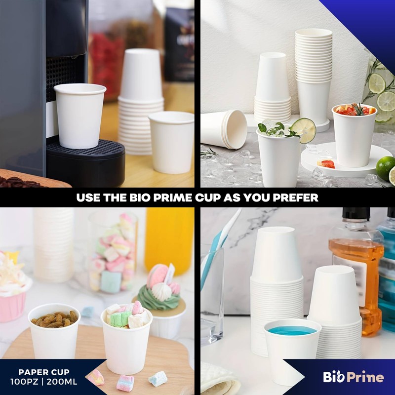 Pack of 100 – Paper Water Cups 200 ml –