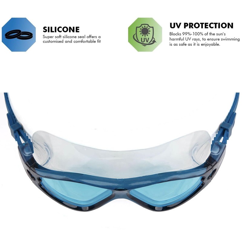 Zoggs Unisex Adult Tri-Vision Mask Swimming Goggles, Navy/Blue/Tint, One Size,