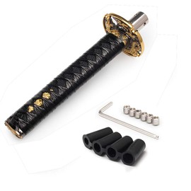 WENJTP Racing Katana Samurai Sword Shift Knob Shifter Katana Cortex disc Universal Fit for Manual Cars with Adapters Black + Black（20cm）