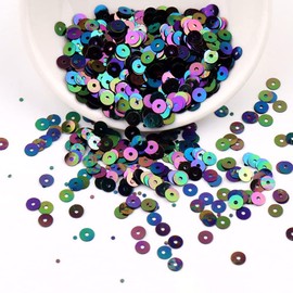 Duories 4000 Sequins, 4 mm Diameter, Embroidery Sequins, Sequins Craft Set, Sequins Kit, Sequins, Crafts, Loose Sequins, for DIY Crafts, Black Colour
