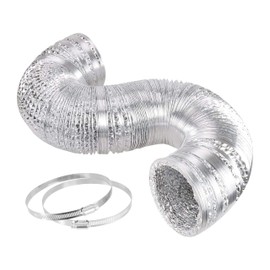 YSSOA 4 Inch 25 Feet Ducting, Non-insulated Flex Air Aluminum Ducting Hose, Drying and Exhaust for HVAC Ventilation, 4" x 25', Silver