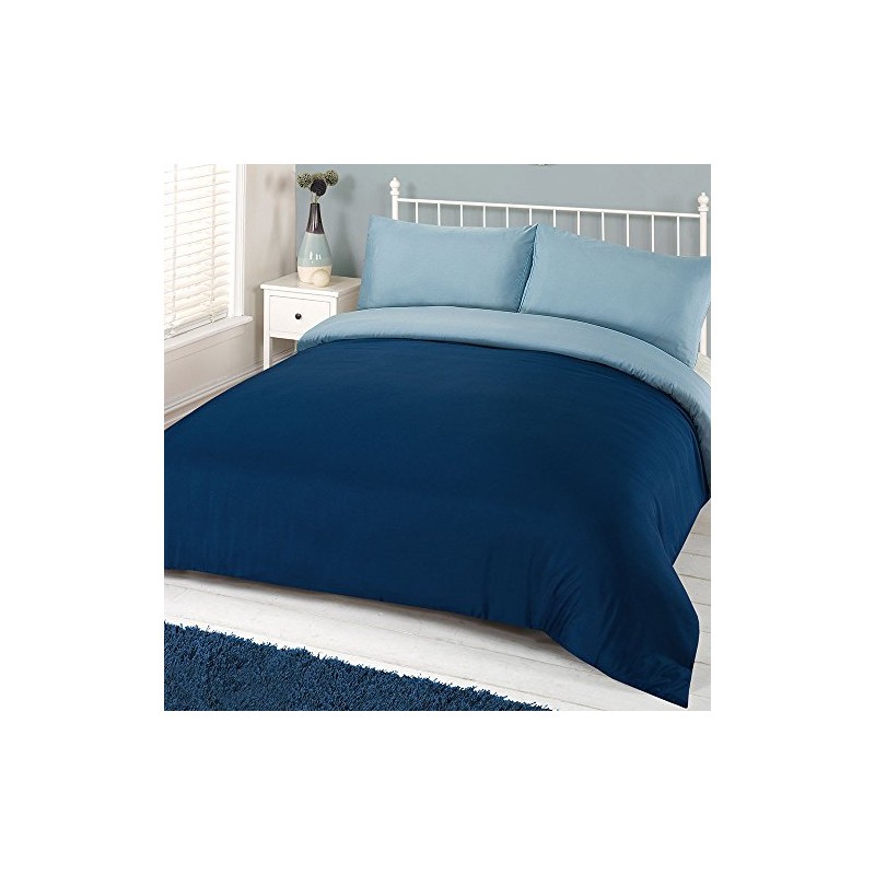 Brentfords Plain Dye Duvet Cover with Pillowcase Reversible Bedding Set
