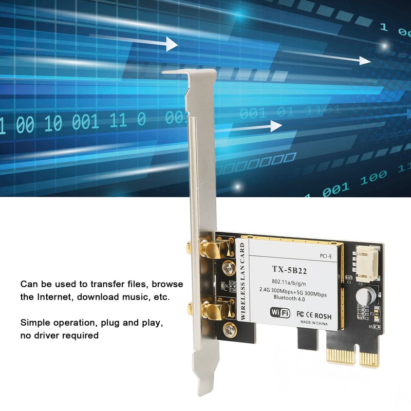 Wireless Internet Card 2.4Ghz 5Ghz 300Mbps High Transmission Rate Black