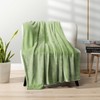 PAVILIA Sage Green Fleece Throw Blanket for Couch, Light Olive