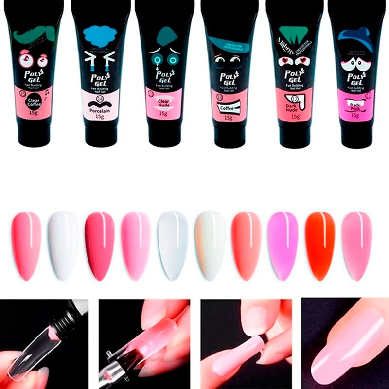 Kit 6 Unidades Gel De Extensión De Uñas -Top-Base-Espatula- 100
