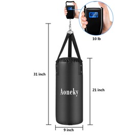 Aoneky Leather Kids Punching Bag – Filled Boxing Bag for Kids Karate, 10 Pound Kicking Bag for Children Aged 3 to 10 Years Old, Hanging Punch Bag, Small Kickboxing Bag (Blue)