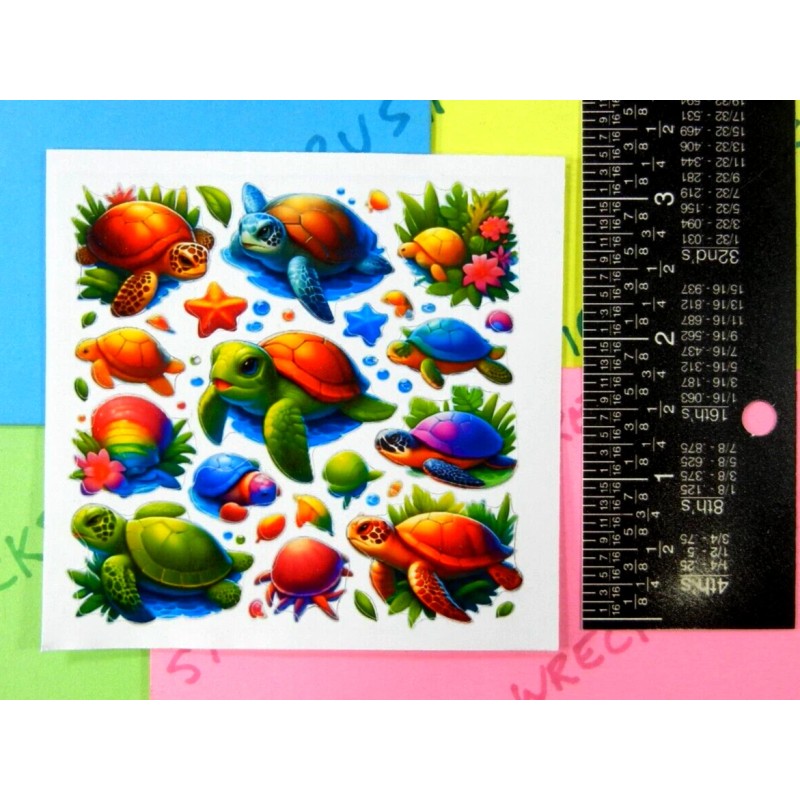 Slate Designs Colorful Sea Turtles Mini Stickers Sheet