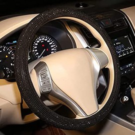 Ejoyous Cubierta del Volante del Automóvil, 38 Cm/15 Pulgadas Diamante de Cristal Diamante Brillante Protector del Volante Antislip para la Mayoría de