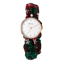 Oidea Christmas Stretch Watches for Women: Cute Snowflakes Scrunchies Elastic Band Watch Ultra Thin Quartz Analog Easy Reader Watches for Women Ladies, Style c