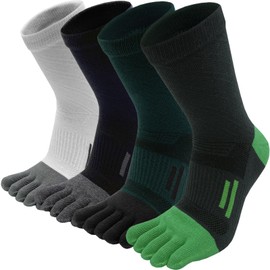 Vraquir Men's Five-Toe Socks, Cotton, Breathable, Odor Resistant, Medium Barrel, For Sports, Climbing, Fashion, 9.4 - 11.0 inches (24 - 28 cm), Set of 4 Pairs, Mixed color 4 pairs