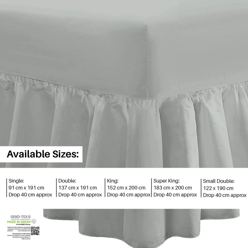 DTEX HOMES Luxury Polycotton Extra Deep Frilled Valance Fitted Sheets,