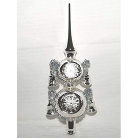 Jingle Bells Lauscha Christmas Tree Topper Silver with Reflex 4 Bells 30 cm High Lauscha Handmade