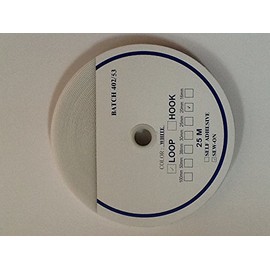20mm Sew on White Hook & Loop Interlocking Tape x 25 Metres