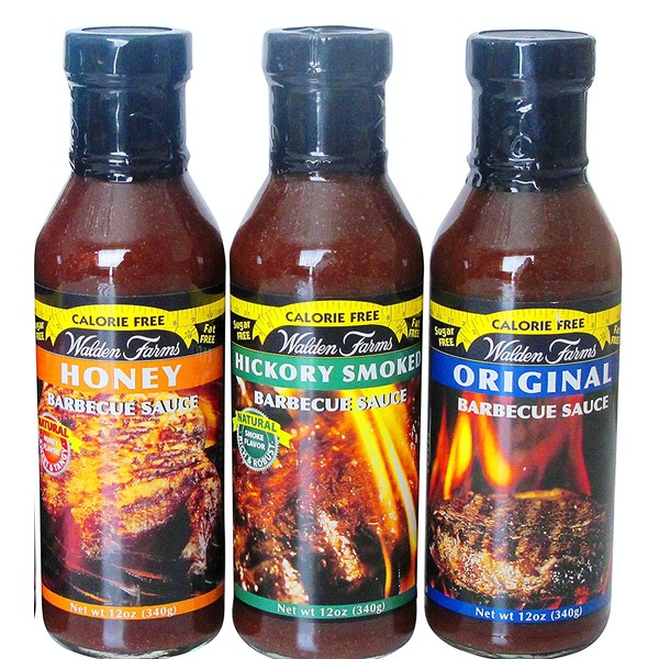 Walden Farms Calorie Free Sugar Free Carb Free Original, Hickory Smoked and Honey Barbecue Sauce (3 Bottles)