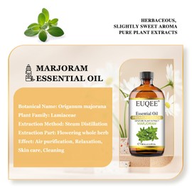 EUQEE Marjoram Essential Oil 118 ml Large Bottle Premium Marjoram Oil with Glass Dropper Great for Diffusers, Soap Candle Making - 4 oz