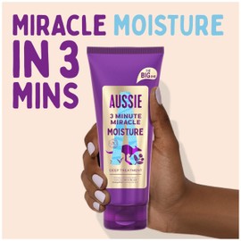 Aussie 3 Minute Miracle Moisture Vegan Deep Treatment Hair Mask For Dry, Brittle Hair With Australian Macadamia Nut Oil, 350ml