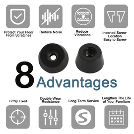 sourcing map Pack of 4 Rubber Feet Bumper Buffer Feet Table Chair Leg Pad Floor Protection with Metal Washer Diameter 21 x 16 x Height 12 mm