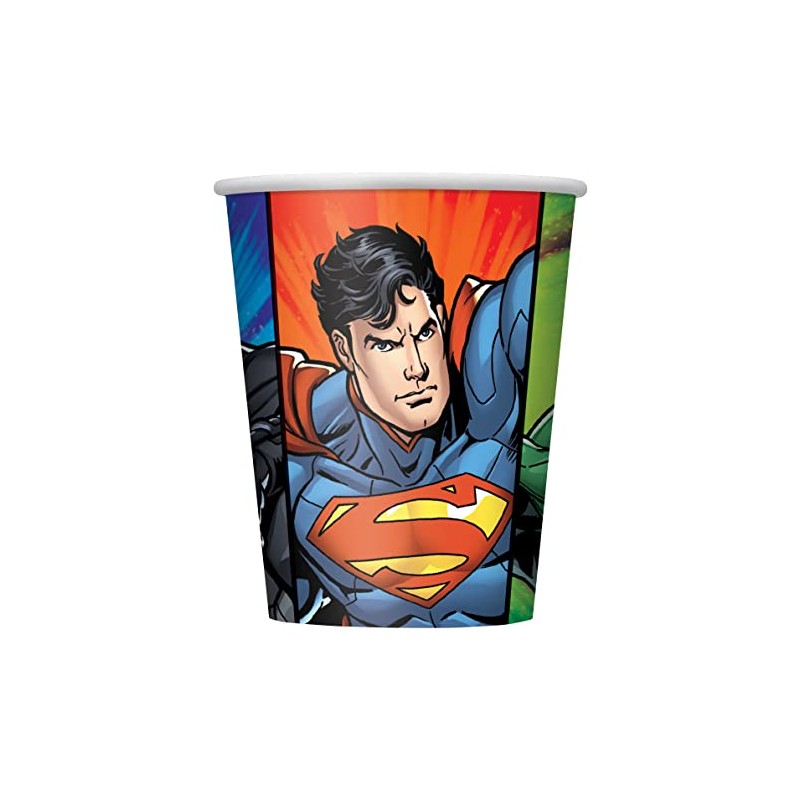 Unique 49966EU Justice League Paper Cups 266ml Party 8-Pack Multicolour