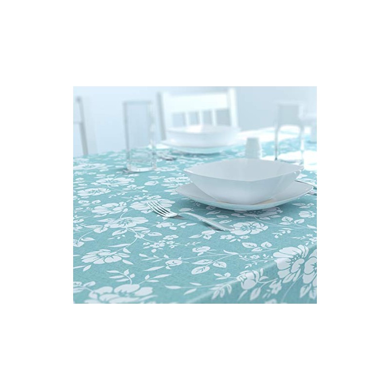 Dehaus® Wipe Clean Table Cloth - Duck Egg Floral Bloom