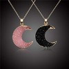 Simple Resin Moon Necklace Imitated Druzy Crescent Charm Pendant Crystal