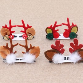 Holibanna 4 Pairs Christmas Hair Clip Reindeer Antlers Hair Clips Elk Antlers Hair Clips Deer Hair Accessories Children Baby Girls Ladies Deer Costume Accessory 466
