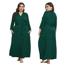 Women's Plus Size Robes Long Cotton Bathrobe Lightweight Sleepwear Soft Maternity Dressing Gown Knit Wrap House Loungewear