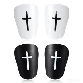Parastinchi Mini Calcio 4 Pezzi, Leggeri e Traspiranti, Parastinchi Piccoli Uomo Donna con Protezione a Croce in EVA, Fascia Elastica Antiscivolo per Allenamento Partita (6x9.7cm, Bianco/Nero)