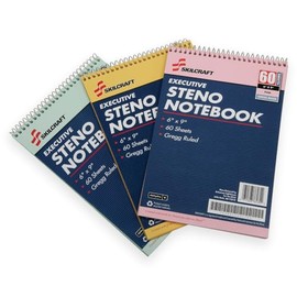 SKILCRAFT 7530-01-454-5702 3 Piece ECF Recycled Steno Pad Pack, 6 x 9 Inch, Assorted Color
