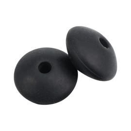 YNGMEANS - abalorio de silicona de ábaco de 12 mm de color negro, abalorio de lentejas y platillo, abalorio espaciadoras para hacer llaveros, pulseras, collares, abalorio de manualidades