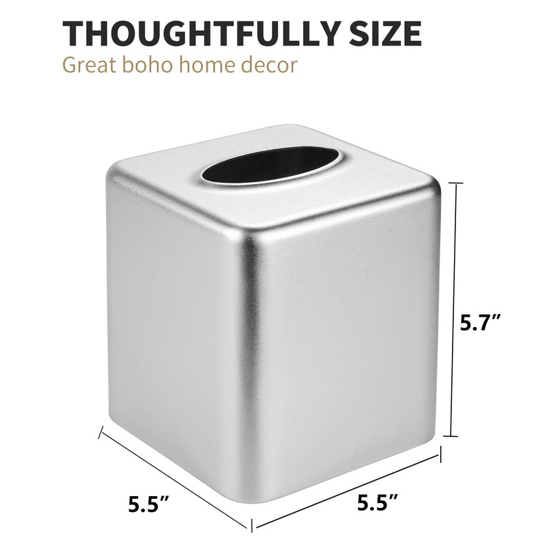 Livelab Tissue Box Cover, Square Metal Tissue Box Holder Modern
