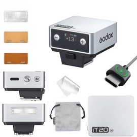 Godox IT20 N IT20N Flash for Nikon,GODOX iT20N IT20 N Mini Camera Flash, TTL/Manual Modes,7.4V 300mAh Battery,1.5s Recycle,with ±⅓ Increment,Hot Shoe Triggering,Includes Spreader/Color Filter (Silver)