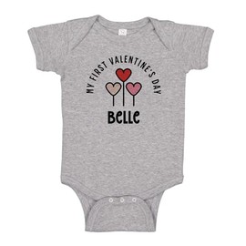 TATY Kids My First Valentine's Day Belle Baby Infant One Piece Bodysuit 18 Months Heather Grey