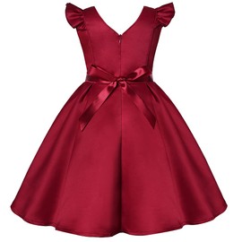 COMISARA Christmas Dresses Flower Girls Dresses Elegant Ball Gown Floral Dress Burgundy 120