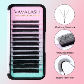 VAVALASH W-shaped Eyelash Extension 3D Premade Fans 0.07 C Curl Volume Lash Extensions Easy Fanning Lashes Matte Black Volume Premade W Lashes(W Shaped-3D-0.07-C-15mm）