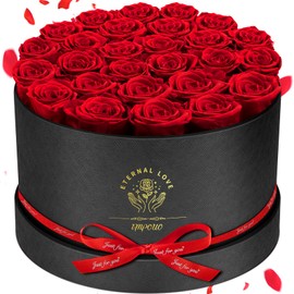 Impouo Forever Flowers,27 Roses in A Box，Real Preserved Roses，Birthday Gift for Women,Mother's Day, Valentine's Day Red Rose