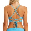 JESSICA SIMPSON Women's Standard Adjustable Cropped Cami Bikini Top, Blue,