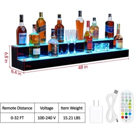 Unbranded LED Liquor Bottle Display Shelf 2 Tier 48" Bar Display Shelf Acrylic Wine Rack