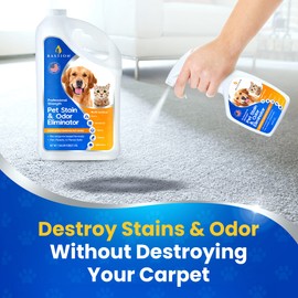 Pet Stain Remover & Odor Eliminator Spray - Professional Strength Formula - Enzyme Powered Carpet Cleaner Solution - Natural Deodorizer - Bio-enzymatic - Dog, Cat Urine Destroyer - Dye Free 32oz Spay