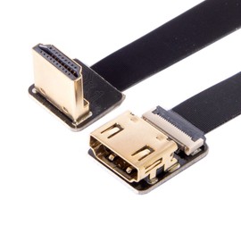 CY CYFPV Down Angled 90 Degree HDMI Male to Female FPC Flat Cable for HDTV Multicopter Aerial Photography Black 20cm 50cm (20CM)
