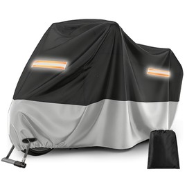 Motorcycle Tarpaulin Outdoor Motorcycle Cover Waterproof 210D UV Protection Motorcycle Garage Tarpaulin with Windproof XXL, Universal Motorcycle Cover for Moped Scooter Motor Enduro/Roads, 245 x 105 x 125 cm