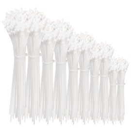 Tesmax Cable Ties Black Set, UV Resistant Cable Ties (White, 100/150/200/300 mm (Pack of 200))