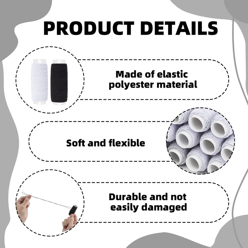 HANIUTTY Elastic Sewing Thread, Elastic Cord, 6 Pieces Elastic Thread