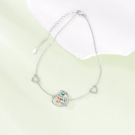 JERWLI Sloth Gifts Sterling Silver 925 Sloth Bracelet Cute Couple Sloth Bracelets Jewelry Gift For Women Lover