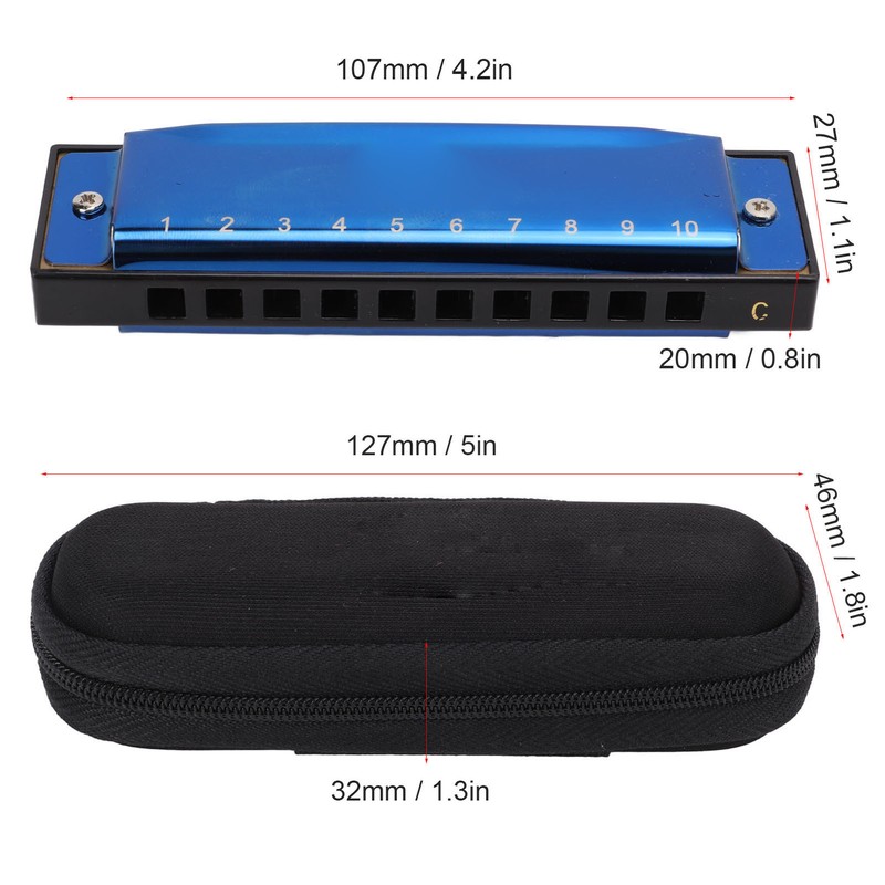 Harmonica C Key 10 Holes Diatonic Scale Mouth Organ Musical