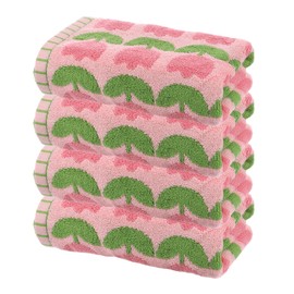 uxcell 4 Pcs Bathroom Hand Towels Pink Soft Absorbent Face Towels Cotton Wash Cloths 13 x 29 Inch Kitchen Hand Towels for Bathroom Gym Drying Hand Face Hair (Tulip Pattern)