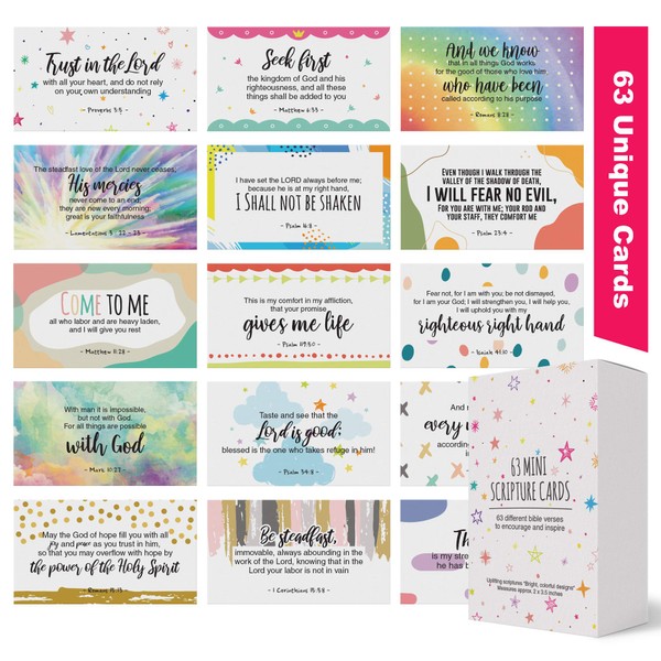Dessie Prayer Cards - 63 Mini Scripture Cards with Assorted Bible Verses. Perfect for Women's Bible Studies, Daily Devotional for Women and Inspirational Christian Gift for Women