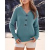 BTFBM Long Sleeve V Neck Button Down Sweater Solid Color