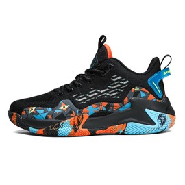 SANEARDE High Top Mens Basketball Shoes Lightweight and Fashionable Colorful Outdoor Non Slip Athletic Sneakers Black Size 7